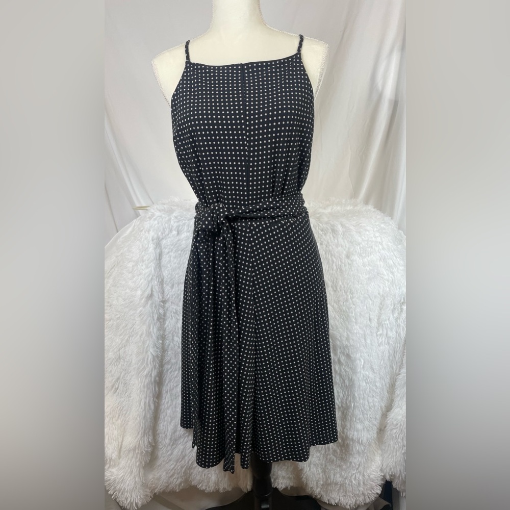 Ann Taylor Black Polka Dot Midi Dress, NWT